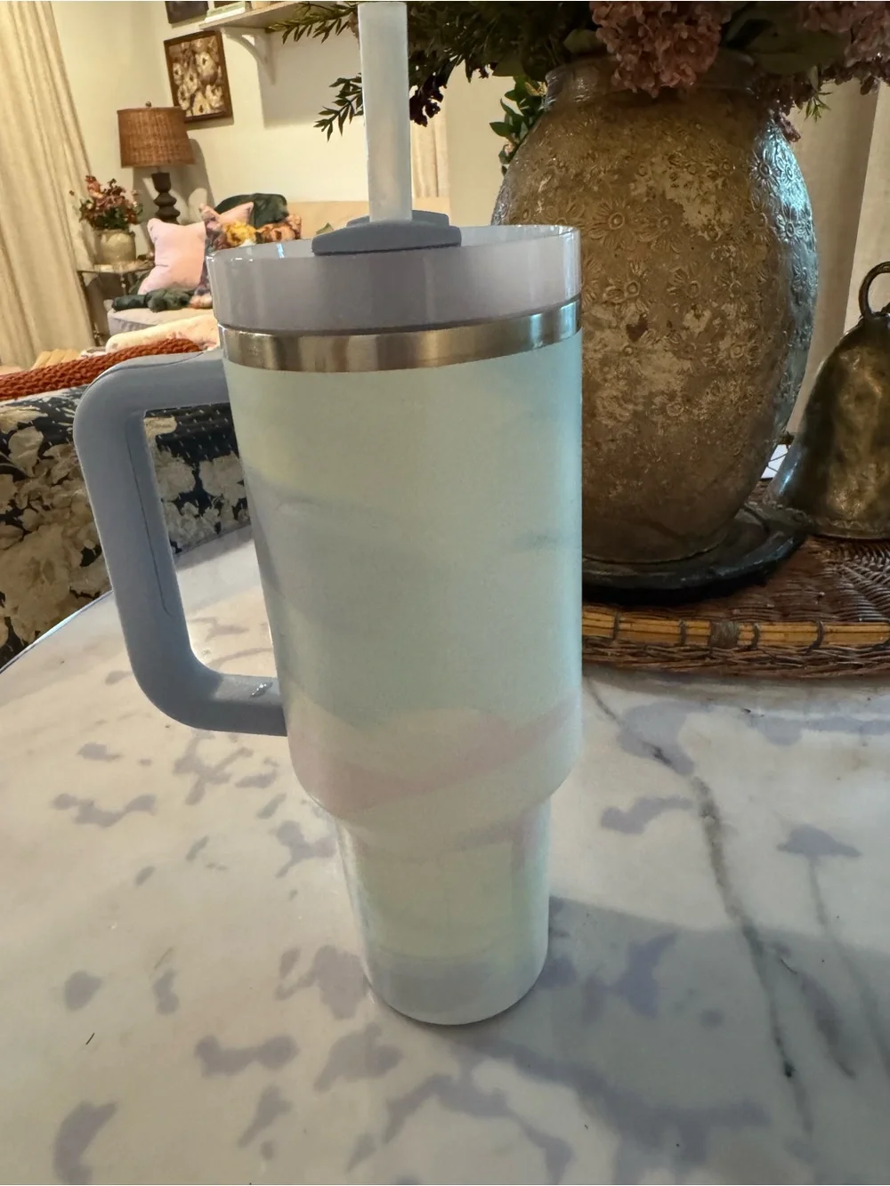 Stanley Blue marbled Tumbler with Handle 40 oz